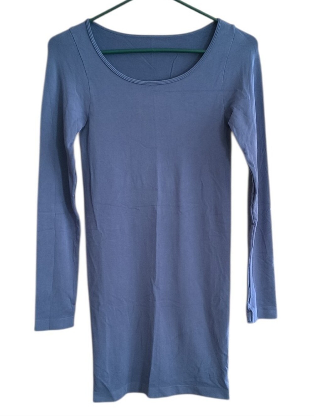 Elietian Long Sleeve Scoop Neck Bodycon  Dress Periwinkle Blue